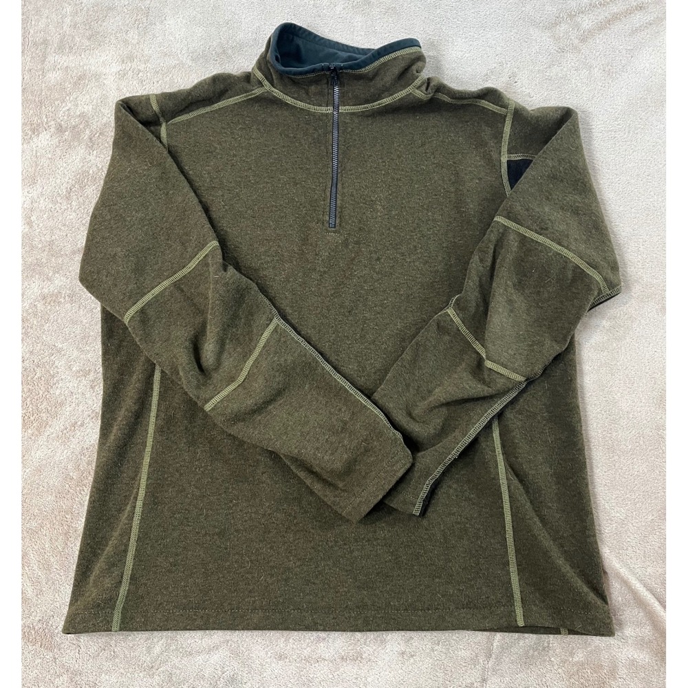 Kuhl Kashmira 1/4 Pullover Men Size Large Acrylic Olive/Charcoal EUC